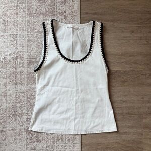 Mango White Tank Top with Black Trim